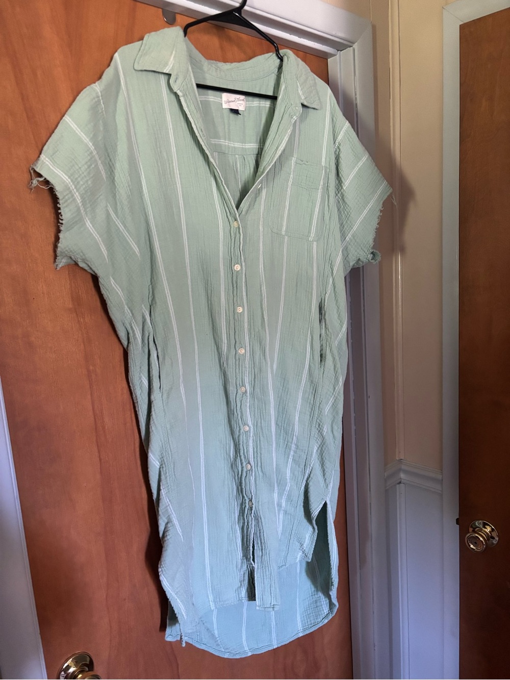 Universal Thread Mint Green Striped Midi Shirt Dress
